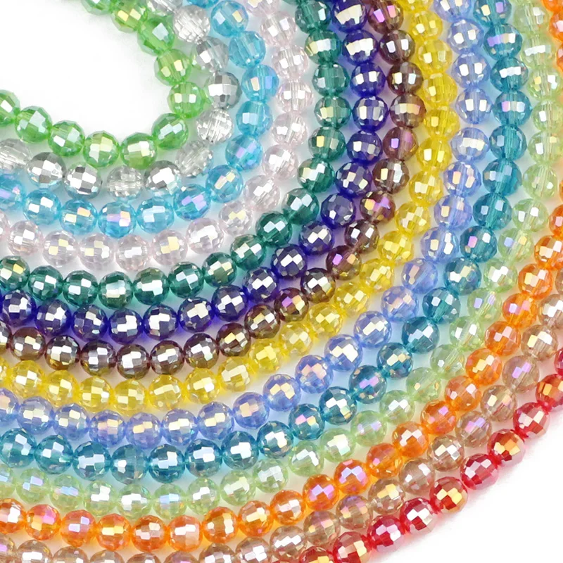 

YHBZRET 6mm 96 Faceted Austrian crystal beads ball 50pcs AB color Round Loose bead for Jewelry making bracelet DIY accessories