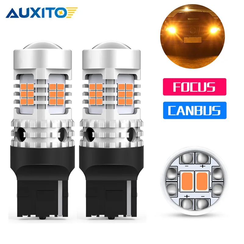 2x T20 W21W WY21W 7440 7440NA СВЕТОДИОДНЫЙ ПОВОРОТНЫЙ лампы сигнального освещения Canbus ОШИБОК Нет Hyper Flash авто светодиодный светильник 12 В Янтарный Желтый