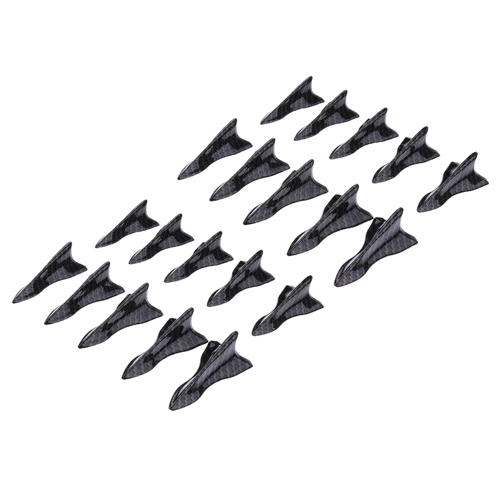 Black Racing Air Vortex Generator Diffuser Shark Fin 20pcs Set Kit for Spoiler Roof Wing