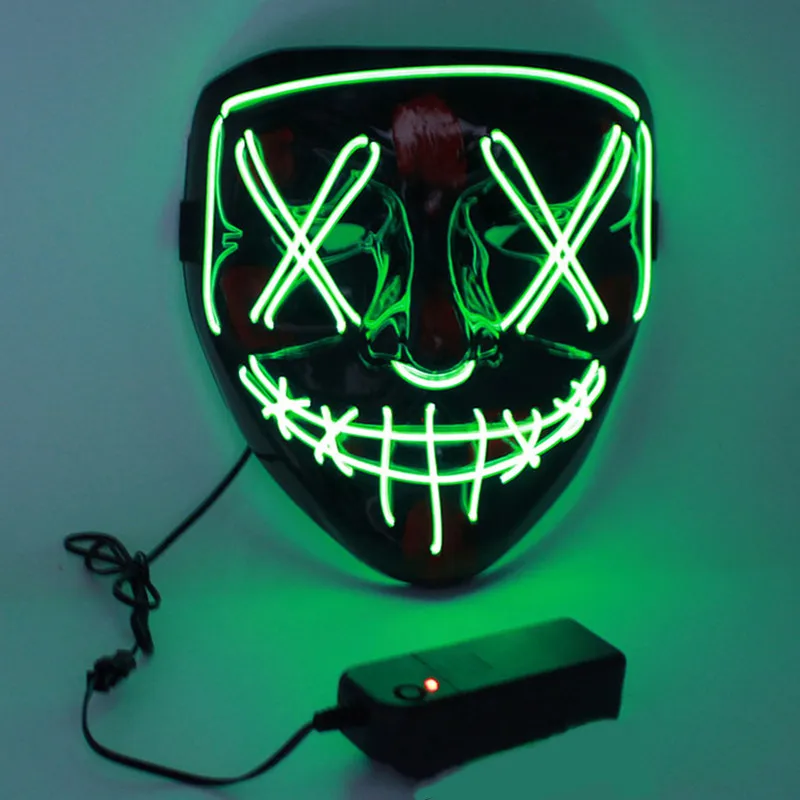 Хэллоуин светодиодные маски тушь для ресниц костюм DJ вечерние светлые цвета Забавный фестиваль Косплей холодный световой устойчивый инвертор Рождество