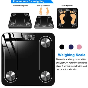 

Bluetooth Tools Body Fat Digital Display BMI Wireless Bathroom Weight Scale Analyzer Fitness Composition Smart Smartphone APP