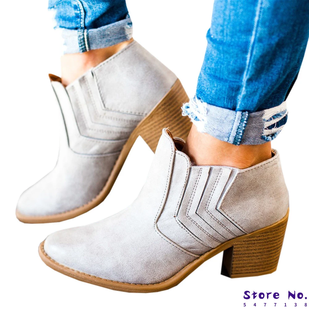 gray leather booties