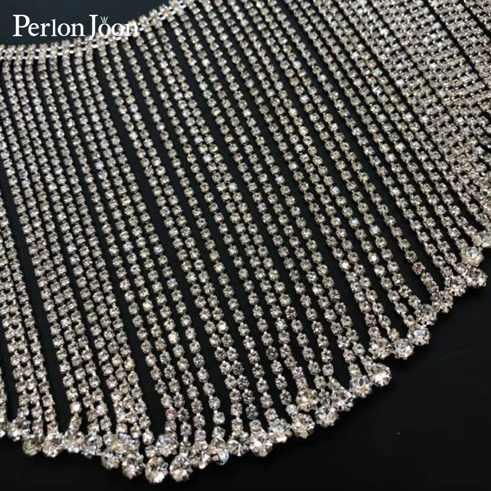 1 Yard, superlange Quaste, Kristall-Stil, Strass-Fransenbesatz, zum Aufnähen von Kleidung, Hochzeit, Stiefel, Kleidung, Dekoration – Detail 1