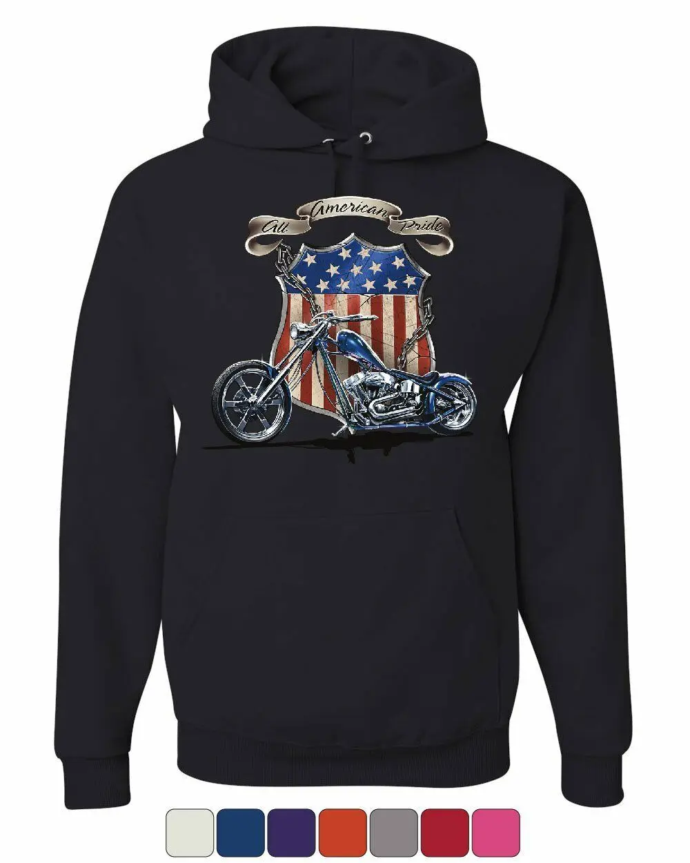 

All American Pride Route 66 Hoodie Biker Chopper Ride or Die Sweatshirt