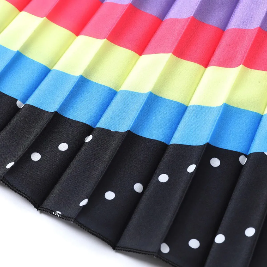 nuevos trajes женское Плиссированное вечернее платье без рукавов со шнуровкой и радужным принтом для банкета с v-образным вырезом espalda cruzada para mujer