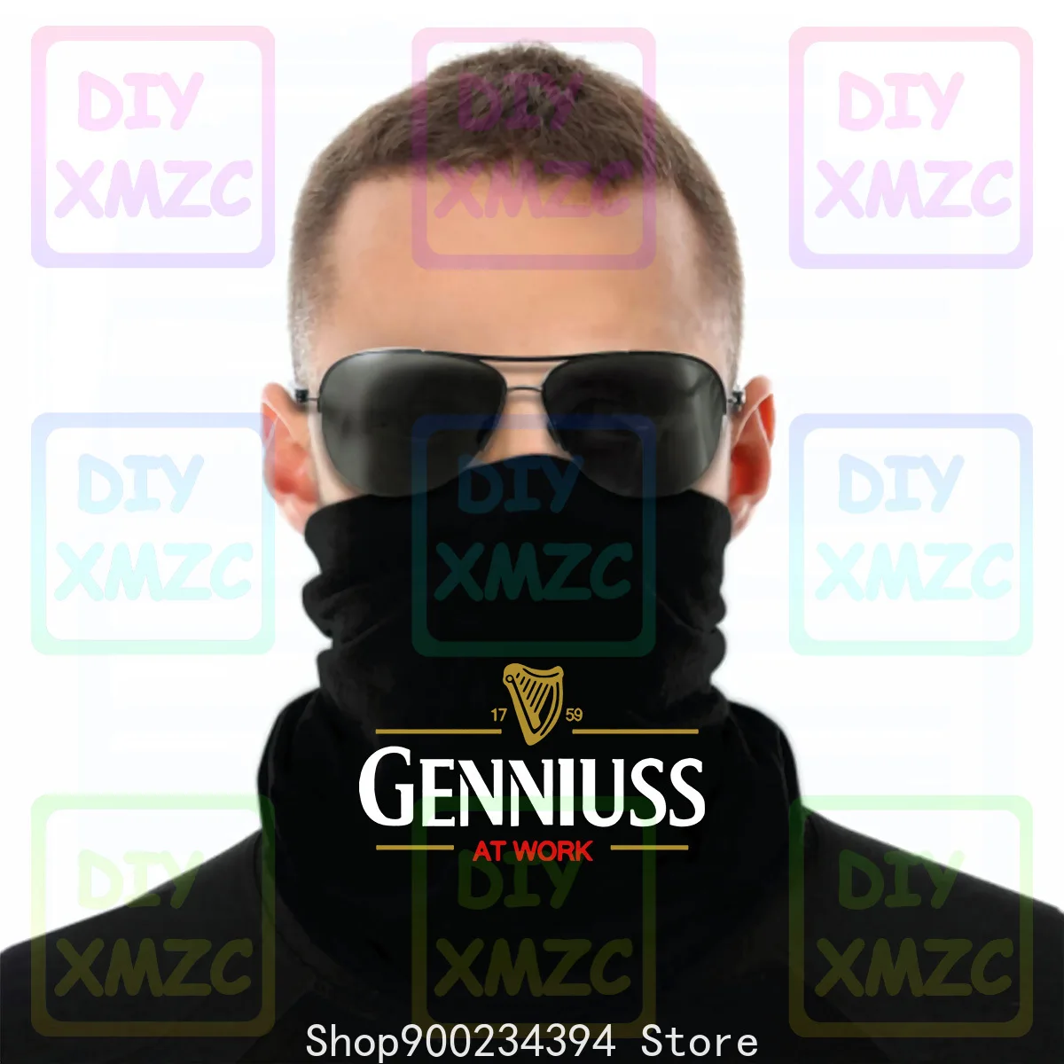 Мужская бандана Genius At Work Guinness Genniuss черная хлопковая Бандана с принтом пива