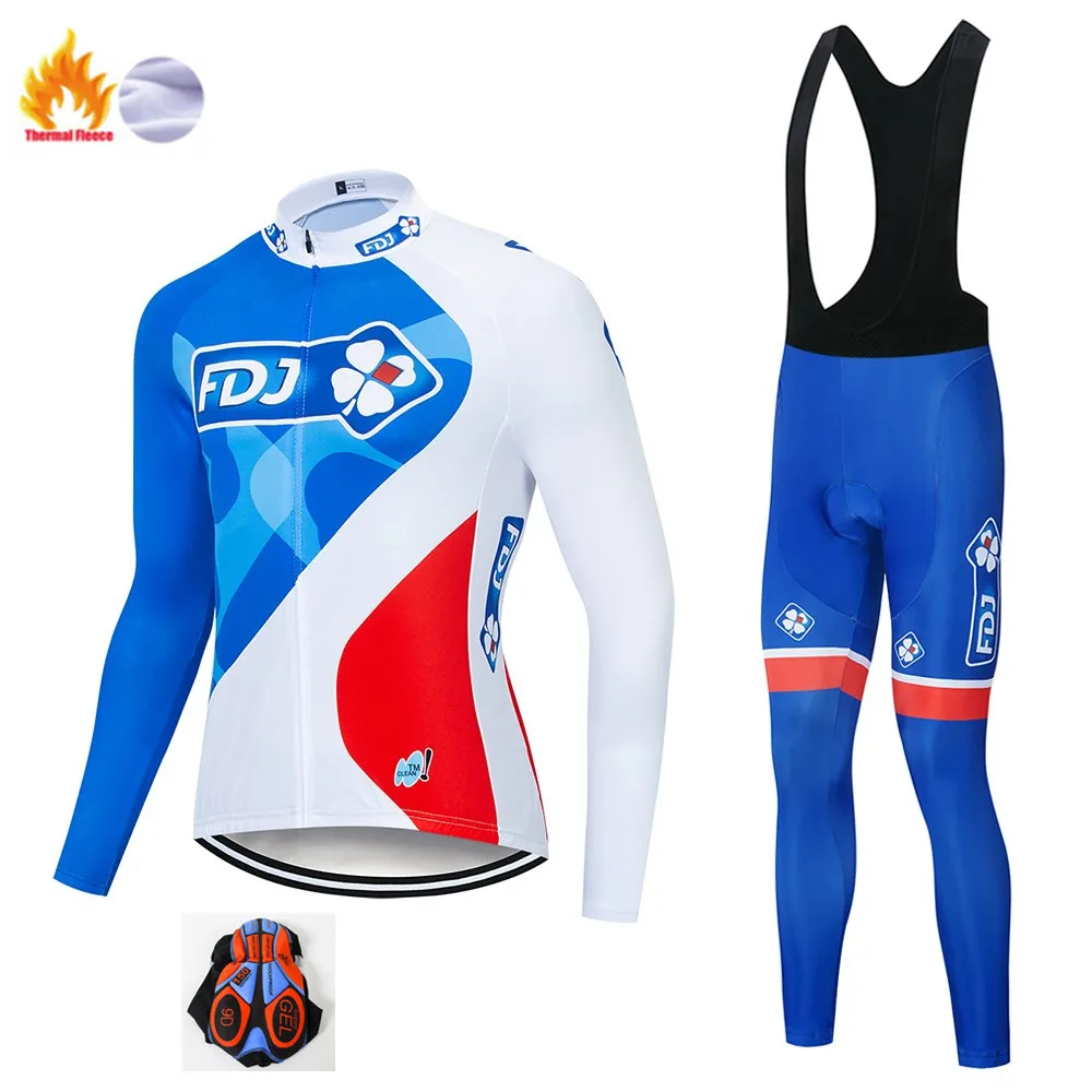 Winter Cycling Suit Pro Team FDJ Велоспорт Джерси Набор Франция велосипедная одежда мужская Ropa Ciclismo Зимняя Теплая Флисовая велосипедная Одежда для велоспорта - Цвет: Winter Cycling Suit