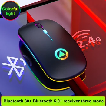 

Silent Optical Wireless Mouse Ergonomic Slim Colorful LED 2.4GHz Portable Adjustable DPI Laptop PC Home Office USB Rechargeable