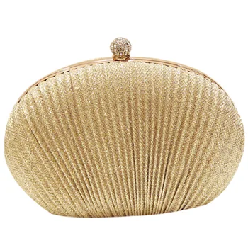 

Lady Diamond Evening Clutch Bag Women Wedding Shiny Handbags Bridal Pleated Purse Bags Chain Shoulder Bag(Gold)