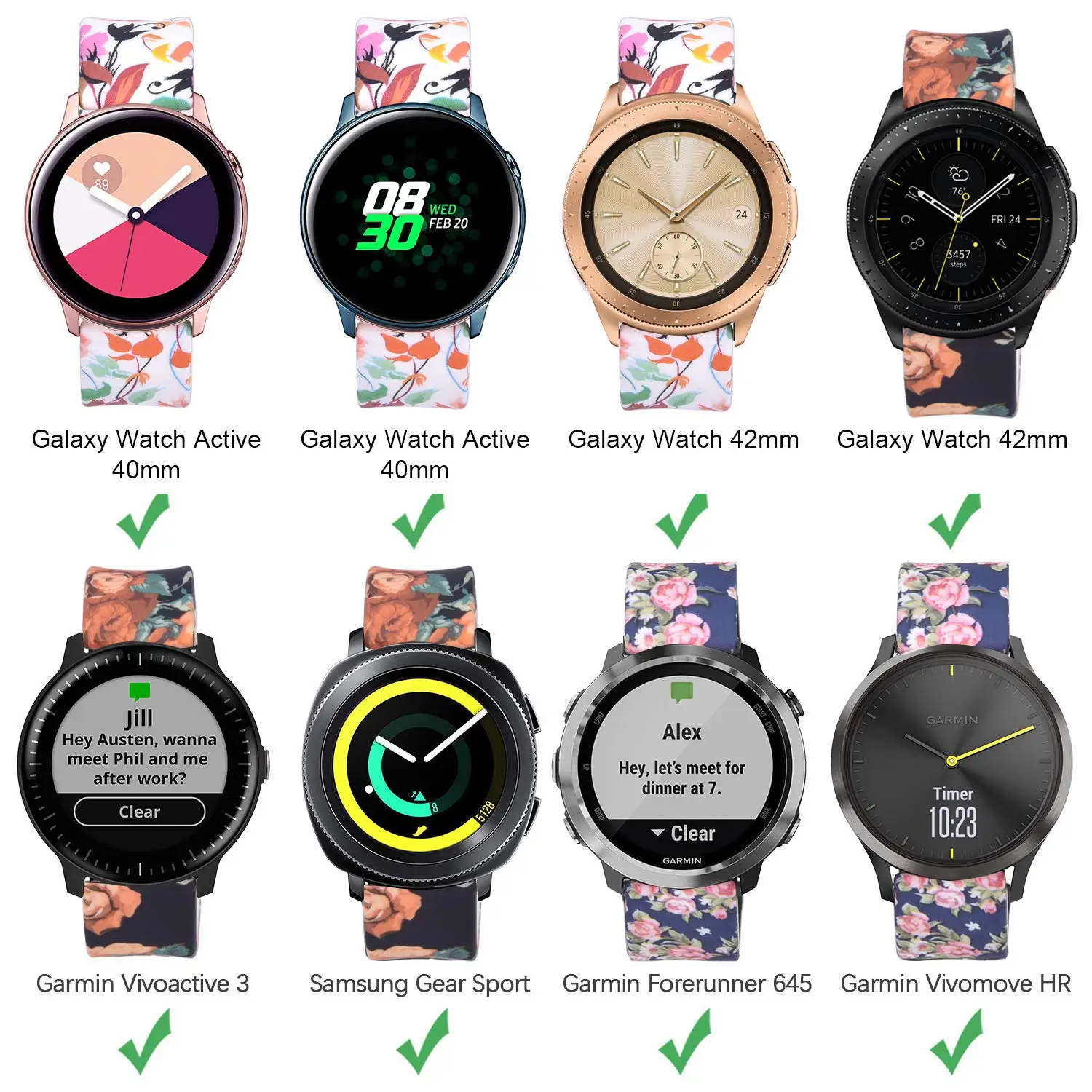 Ремешок силиконовый для Samsung Galaxy 3 Active Watch 42/20 мм спортивный браслет Amazfit Bip S Gear Huawei