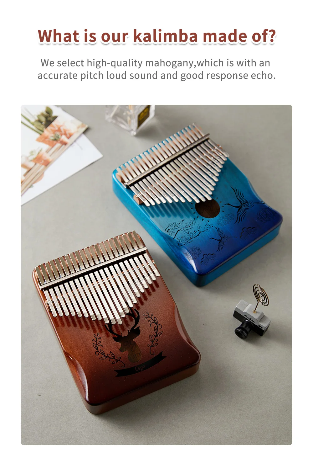 21 Keys Mahogany Kalimba Thumb Piano