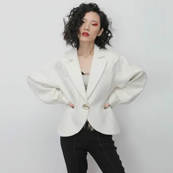 

Stephanie Casual Loose Women's Woolen Coats Lapel Collar Lantern Long Sleeve Minimalist Jackets Female Fashion Clothing Tide