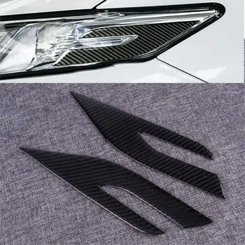 

DWCX 1 Pair Carbon Fiber Black Style Headlight Front Lamp Eye Edge Side Trim Cover C-Shape fit for Toyota Camry 2018 2019