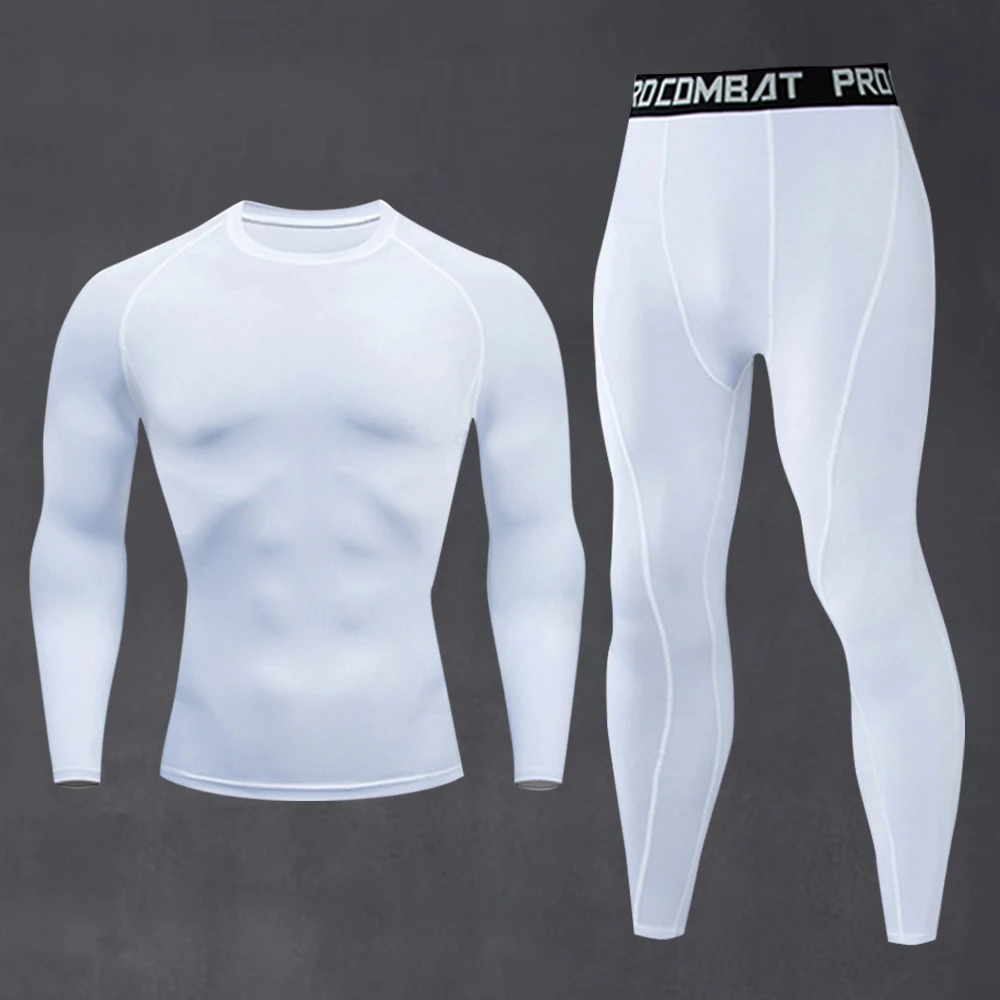 

Winter Thermal Underwear Men's Yoga Sets Gym Fitness Tights Compression Elasticity Quick Dry Long Sleeves Training Clothes