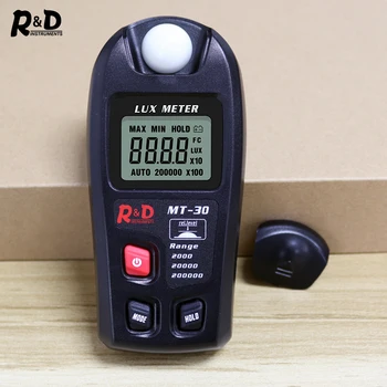 

R&D MT30 Black Lux Meter 0~200,000lux Light Meter Pocket Design Illuminometer Lux/fc Photometer Tester Enviromental Testing
