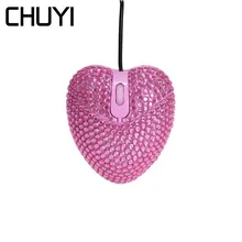 CHUYI милый розовый Алмаз Дизайн Любовь мини мышь для Gilr подарок USB оптическая проводная мышь 1000 dpi 3D компьютер офис Mause для ноутбука