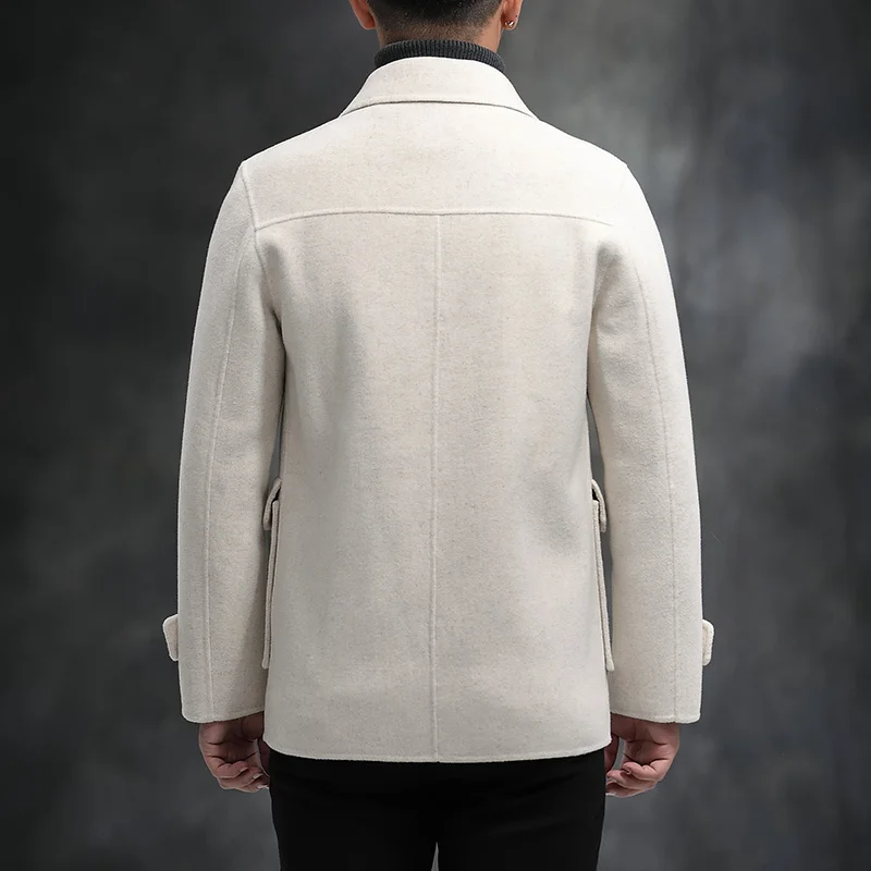 

Wool Coat Men Spring Autumn Korean Wool Jacket White Short Handmade Mens Overcoat Coats for Men Erkek Kaban 012 KJ3860