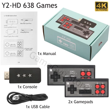 

Mini 4K Video Game Console Dual Players and Retro Build in 638 Classic Games Wireless Controller HDMI/AV Output