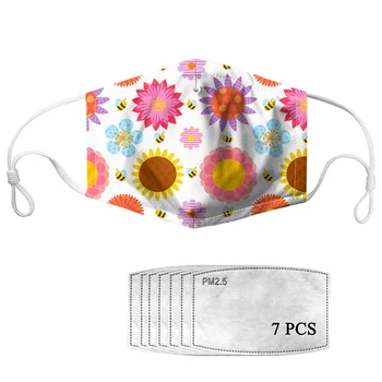 

HYCOOL Mouth Mask Filters for Women Man Flower Bees Print Unisex Reusable Adults Outdoor Sport Face Masks PM2.5 Dust-proof