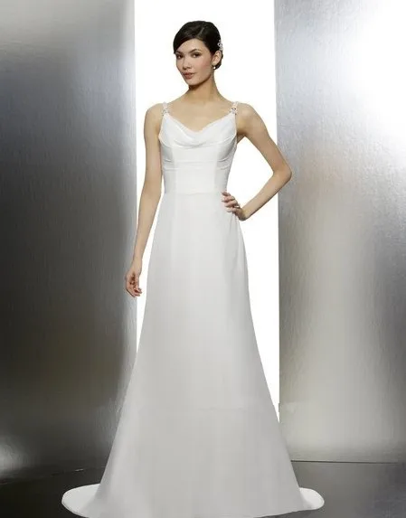 

free shipping dress party elegant lebanon bodice criss-cross chiffon cowl neckline medallions heavily beaded strap wedding dress