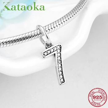 

Authentic 925 Sterling Silver lucky Number 7 beads for Jewelry making Fit Original Pandora Charm Bracelets Jewelry making
