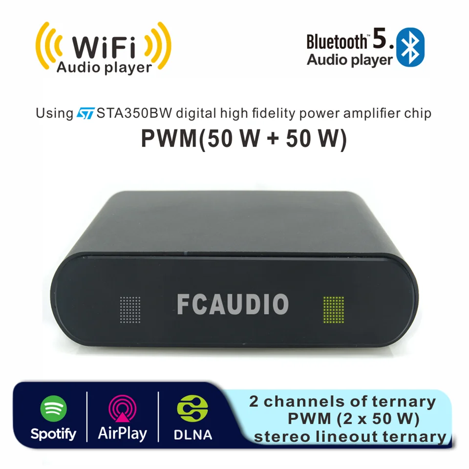 FC WA20 WiFi и Bluetooth 5 0 мини домашний усилитель HiFi Stereo Class D Digital Multiroom с эквалайзером Spotify