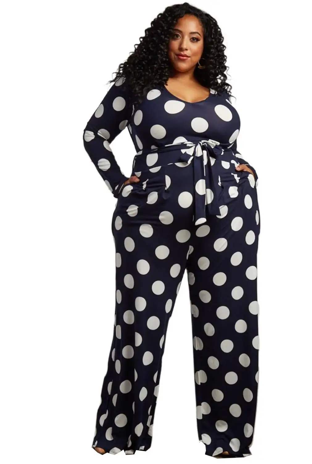 plus size polka dot jumpsuit