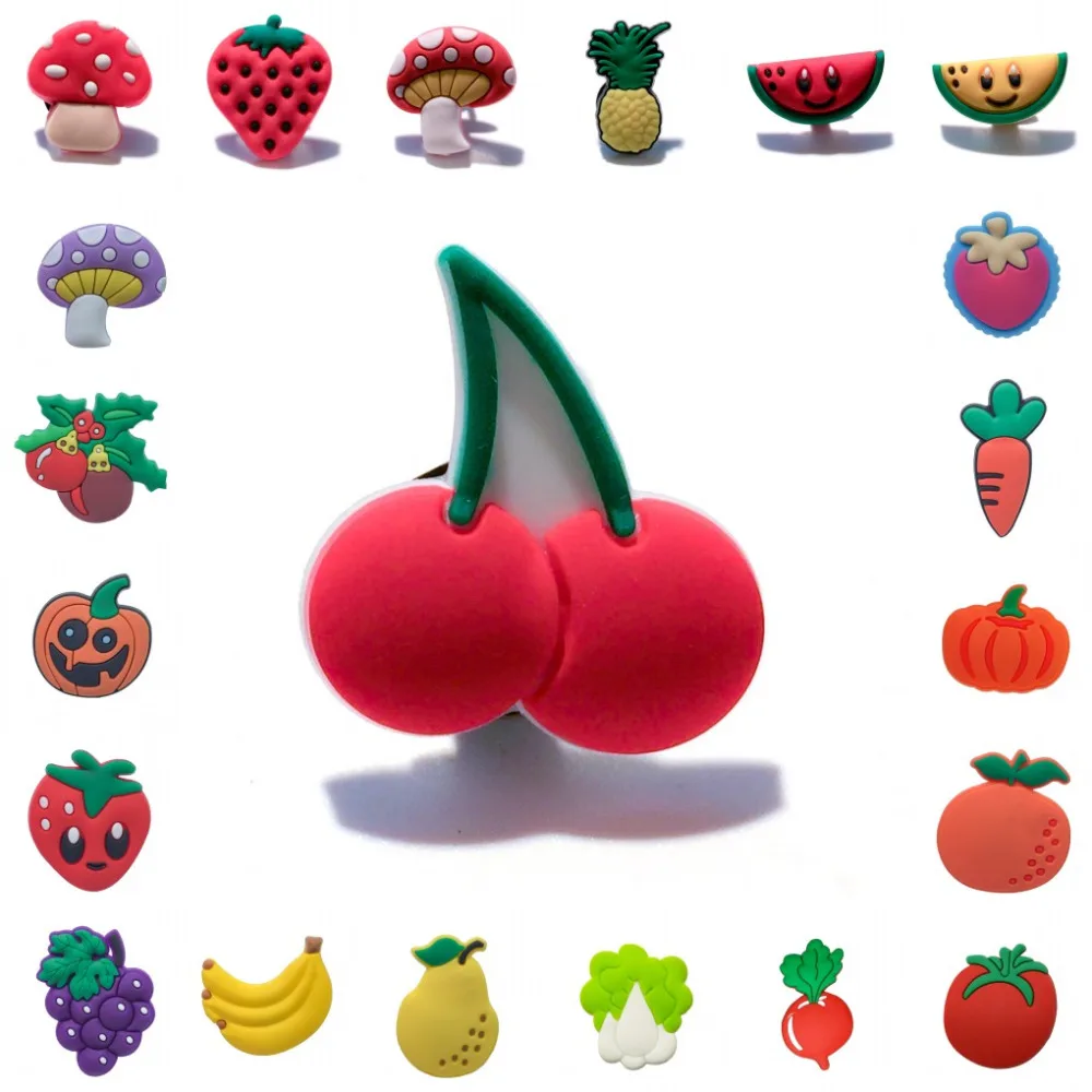 50pc Fruits& Vegetables PVC shoe charms shoe accessories DIY shoe decoration for croc jibz kids favor kawaii cute X-mas gift