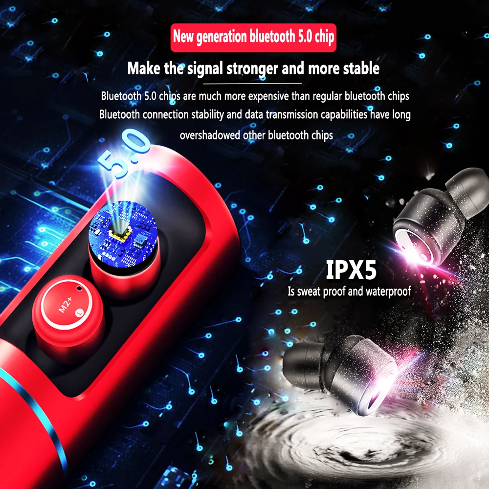 M2+ TWS fone de ouvido Bluetooth V5.0 наушники для xiaomi redmi airdots для iPhone с микрофоном Водонепроницаемая игровая гарнитура