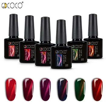 

GDCOCO New Arrival 3D Flame Cat Eye Double Line Canni Supply Chameleon Gel Polish Color Change Magnetic Cat Eyes Gel Lacquer