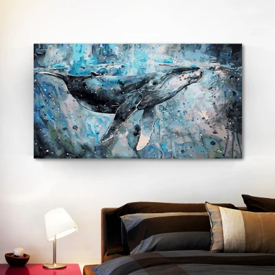 Coloring By Numbers Blue Big whale oil Painting ocean animal digital Paint Modular painting for hoom decor handwork | Дом и сад