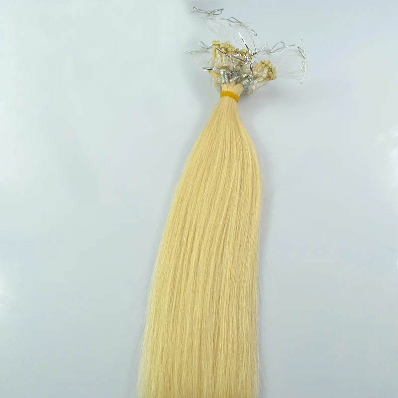 Peruvian Straight Micro Ring Hair Extensions 1g/s #613 Remy Blonde Brown Micro Bead Loop Human Hair Extension 12-26inch