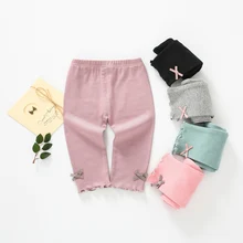 5 цветов; сезон весна-осень; хлопковые однотонные леггинсы для маленьких девочек; милые удобные высококачественные леггинсы с бантом