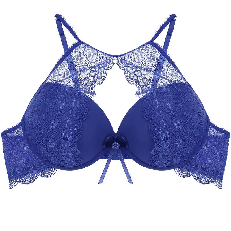 Модный кружевной бюстгальтер отжимать Bralette нижное белье хорошего качества эротический Бюсгальтер - Цвет: Deep Blue
