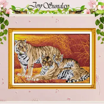 

Tiger Family Patterns Counted Cross Stitch 11CT 14CT Cross Stitch Set Wholesale Animals Cross-stitch Kits Embroidery Needlework