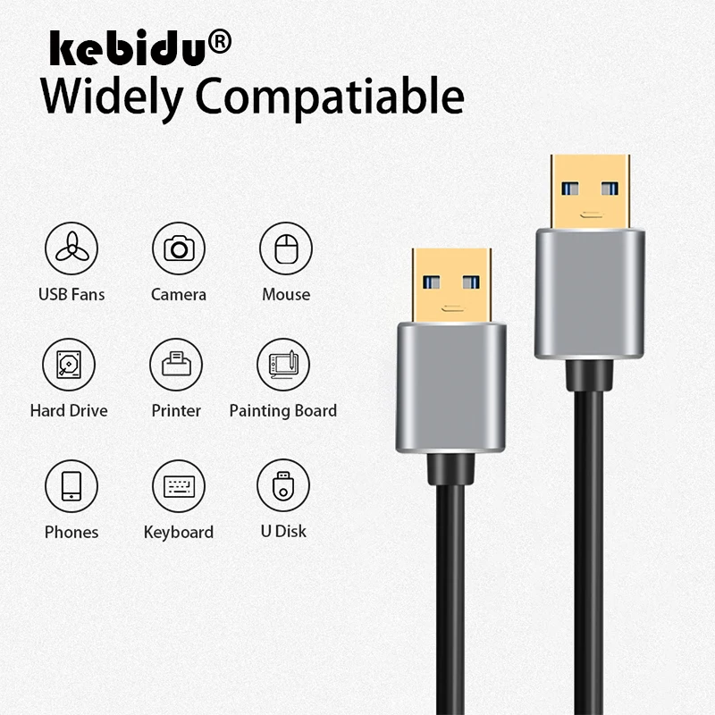 Kebidu супер скорость USB 3,0 кабель USB к USB кабель Мужской к usb-вилке удлинитель для радиатора жесткий диск HDD Webcom PC