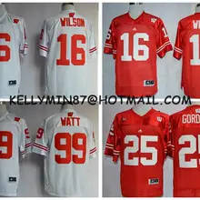 Stitiched,Wisconsin Badgers,J.J Watt,Russell Wilson,Melvin Gordon III Jersey