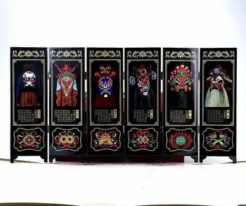 

Collection Chinese Lacqure Handwork Painting Peking Oppera Screen Scroll