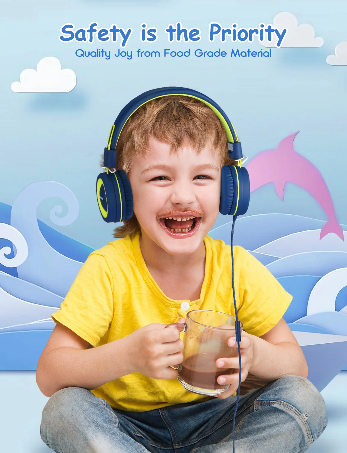2 Pack Mpow CH8 Kids Headphones Foldable Audio Earphones with 91dB Volume Limiter 3 5mm Audio Jack Children Kid Gifts Headphones