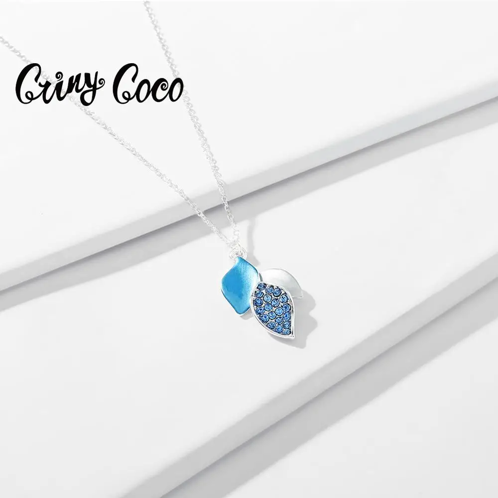 Подвеска в виде листа с кристаллами Cring Coco ожерелья для женщин модное серебряное