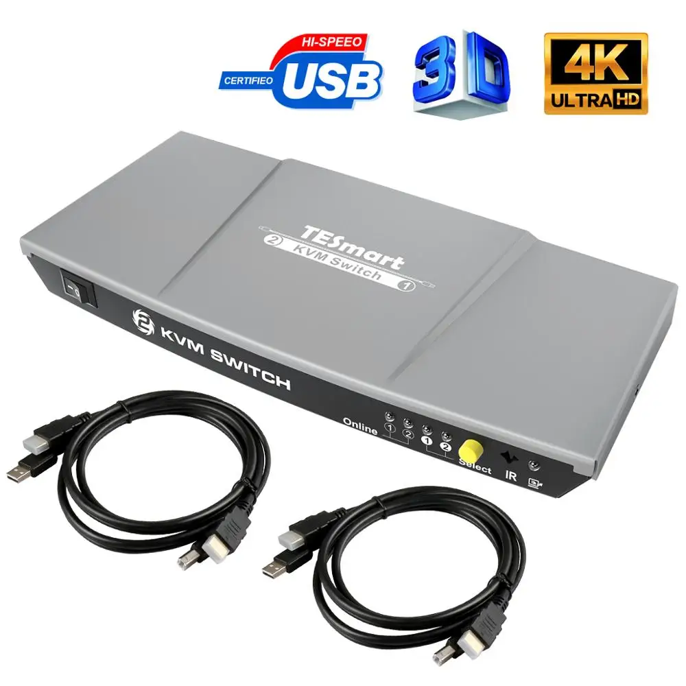 Высококачественный 2-портовый USB KVM HDMI переключатель с дополнительным портом 2 0