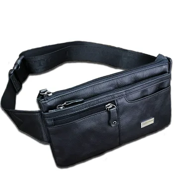 

Genuine Leather Fanny Pack for Men Teenager Casual Soprt Travel Bag with Key Pocket Muitifuntion Waterproof Durable Shoulder Bag