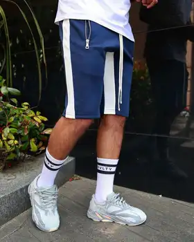 

New High Street Sports Casual Pants Summer Pocket Zipper Shorts Patchwork Drawstring Mid Waist Knee Length Shorts