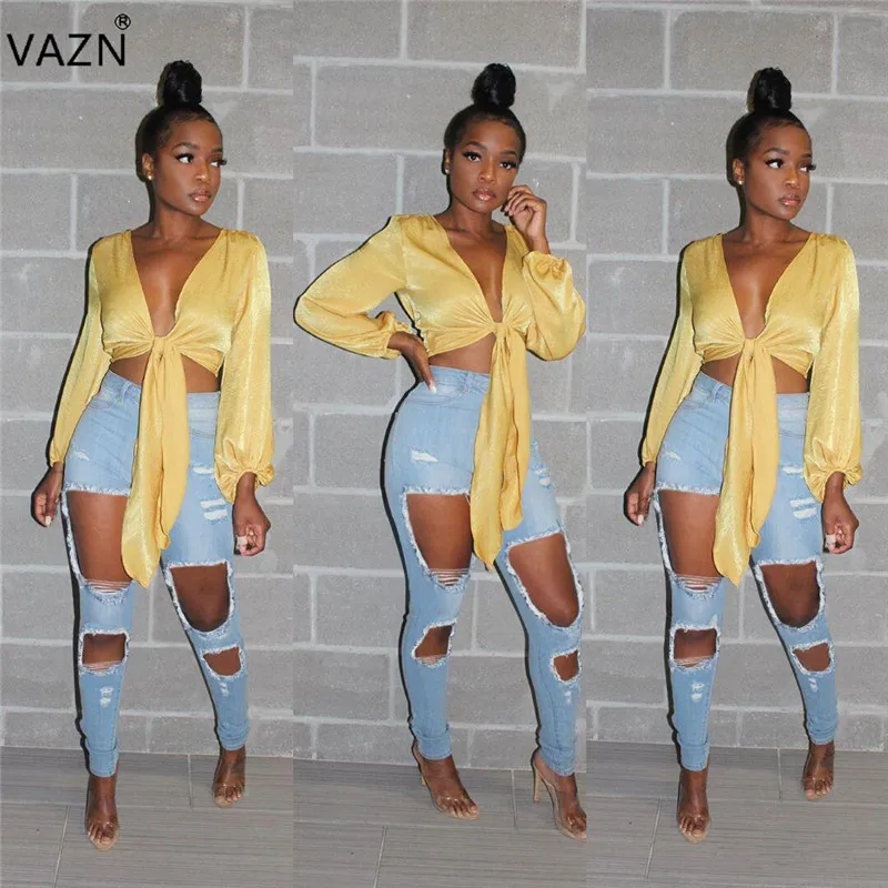 Light blue VAZN SY0803, сексуальные модные женские брюки на молнии, одноцветные, возраст, уменьшение, отверстие, Джокер, облегающие длинные джинсовые брюки-карандаш - Цвет: Light blue
