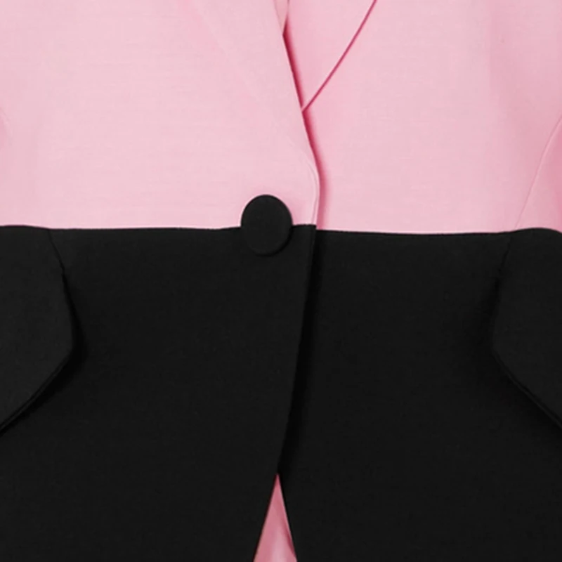 Женский блейзер с цветным блоком, с одной пуговицей, контрастный цвет, пиджак, Женский Осенний уличный пиджак
