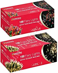100 Clear or Multi Colour Bulb Christmas Fairy Lights Xmas Tree Decoration Party