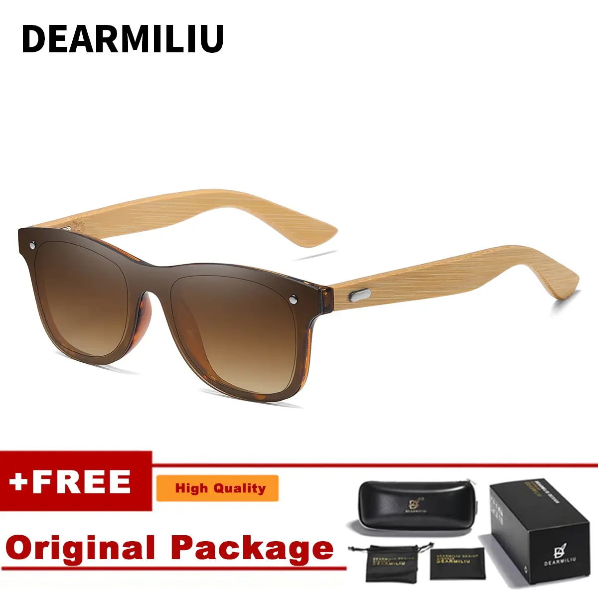 DEARMILIU натуральные винтажные деревянные солнцезащитные очки мужские модные солнцезащитные очки оригинальные деревянные Oculos de sol masculino UV400 - Цвет линз: Double Brown