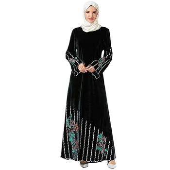 

Black Velvet Abaya Kaftan Dubai Turkish Hijab Muslim Dress Caftan Dresses Islamic Clothing For Women Robe Islam Tesettur Elbise