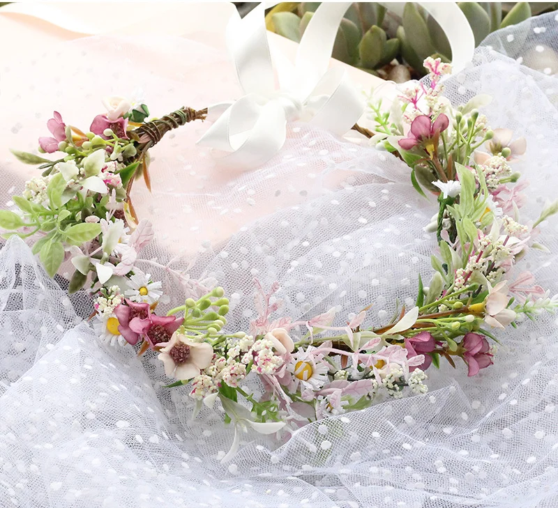 New Romantic Gypsophila Flower Crown Hairbands Bride Wedding Head Wreath Adjustable Children Adult Holiday Garland Performance