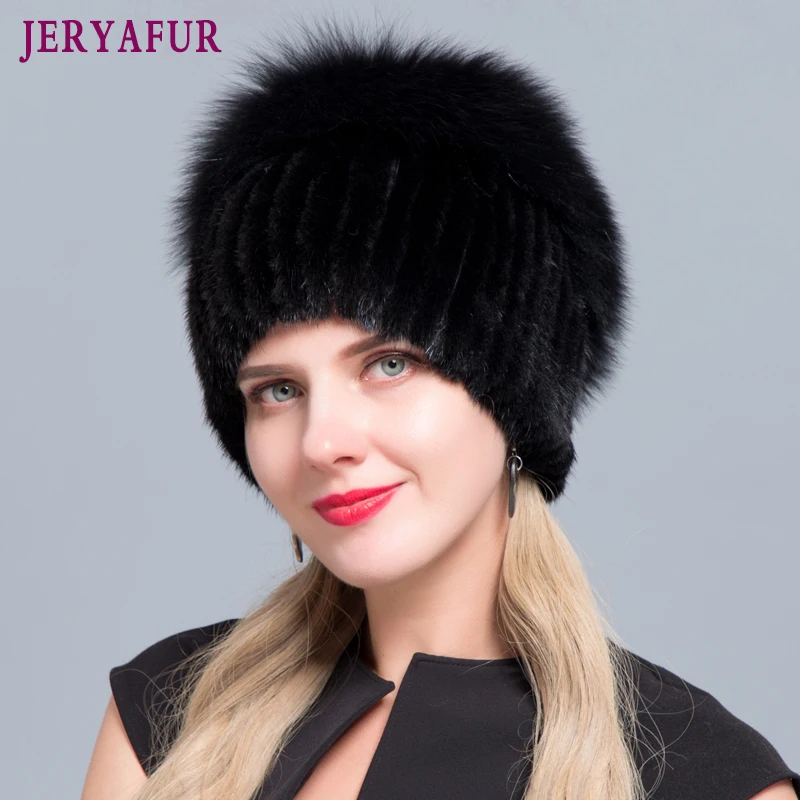 JERYAFUR/Новые модные зимние шляпы для женщин шапка из натурального меха норки